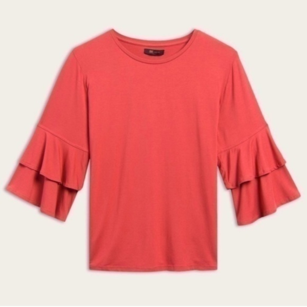 FRYE Open Crewneck Ruffle Top